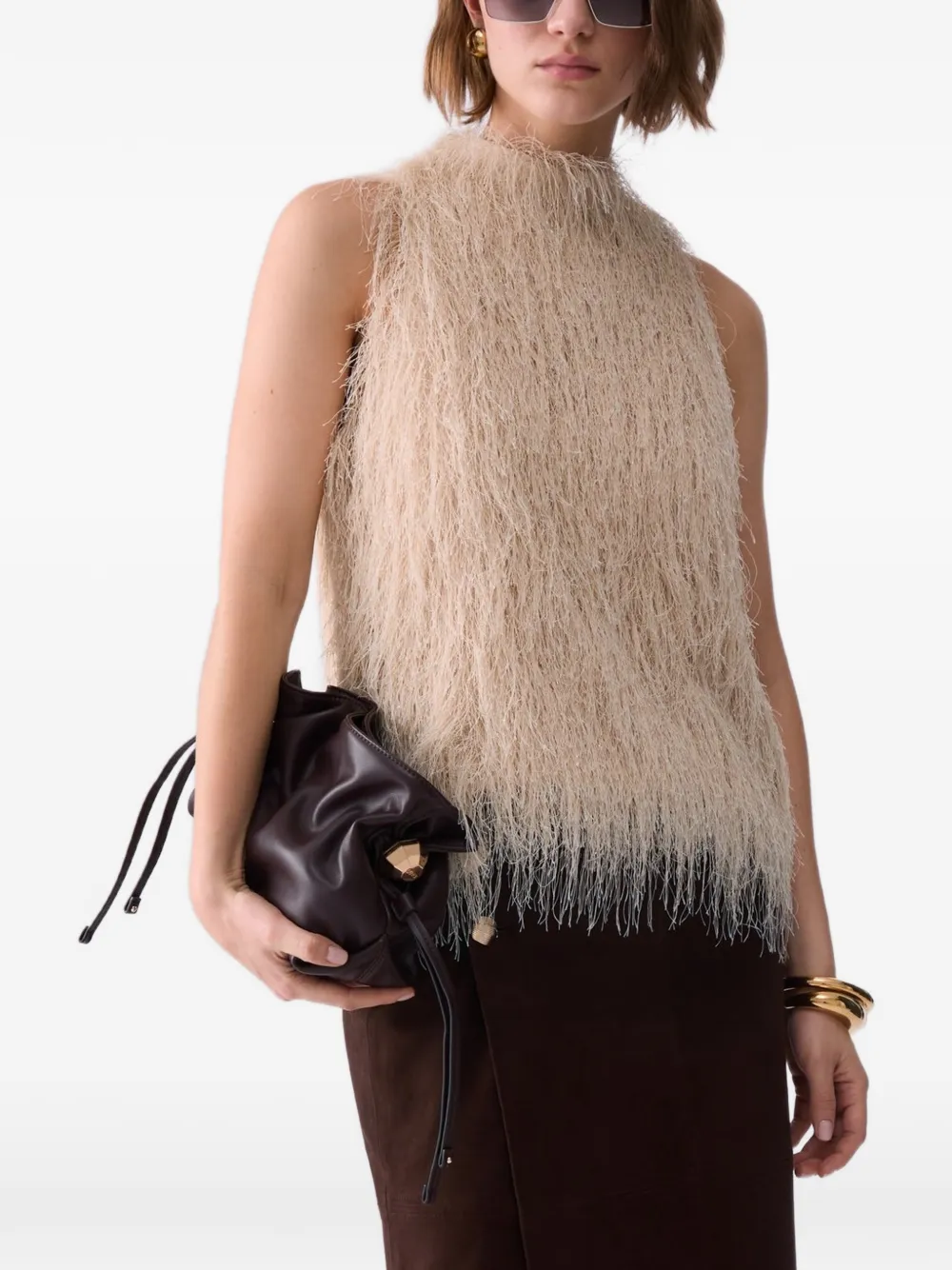 LIU JO Top met franje Beige