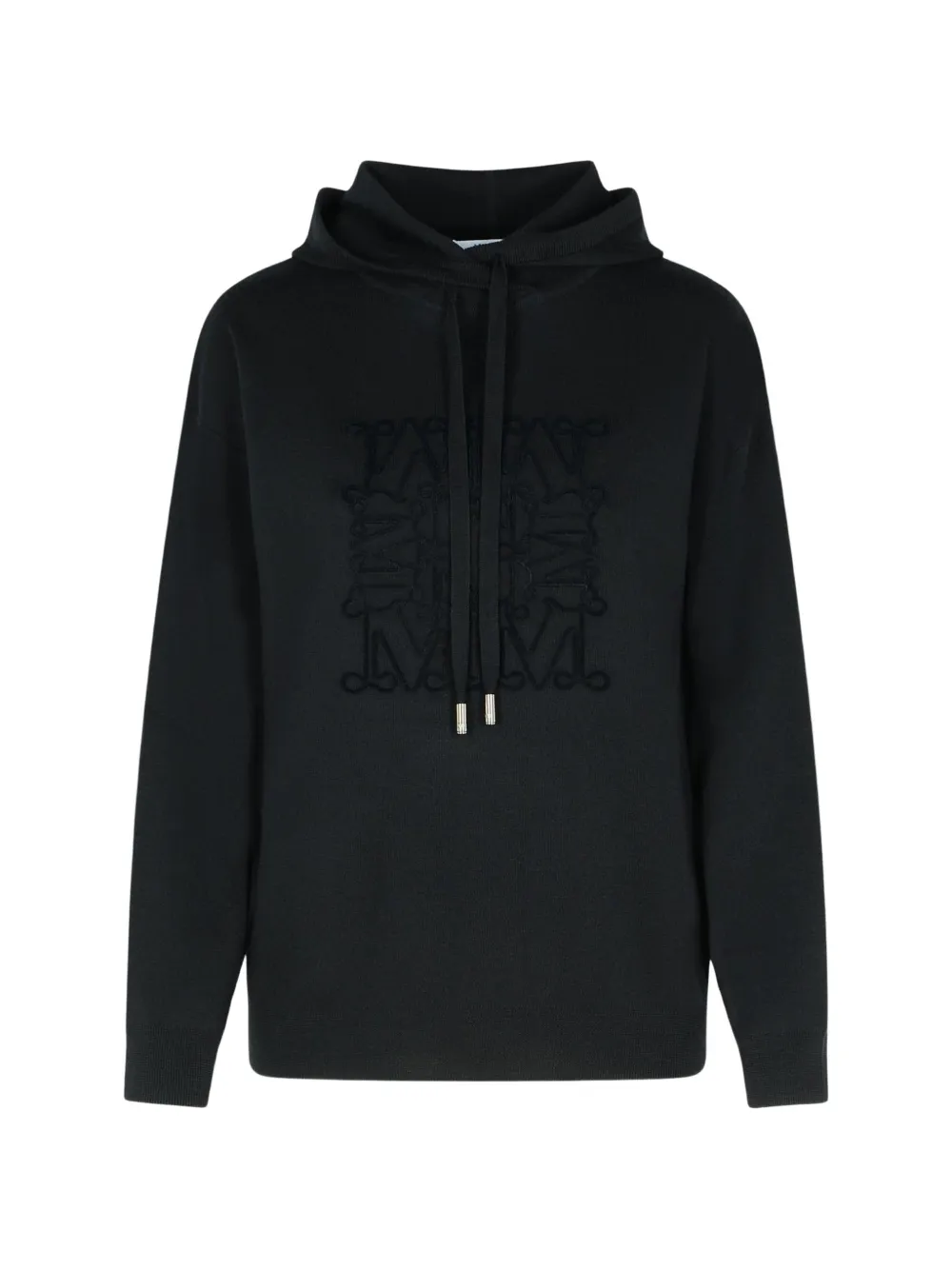 Max Mara logo-embroidered cashmere hoodie - Black