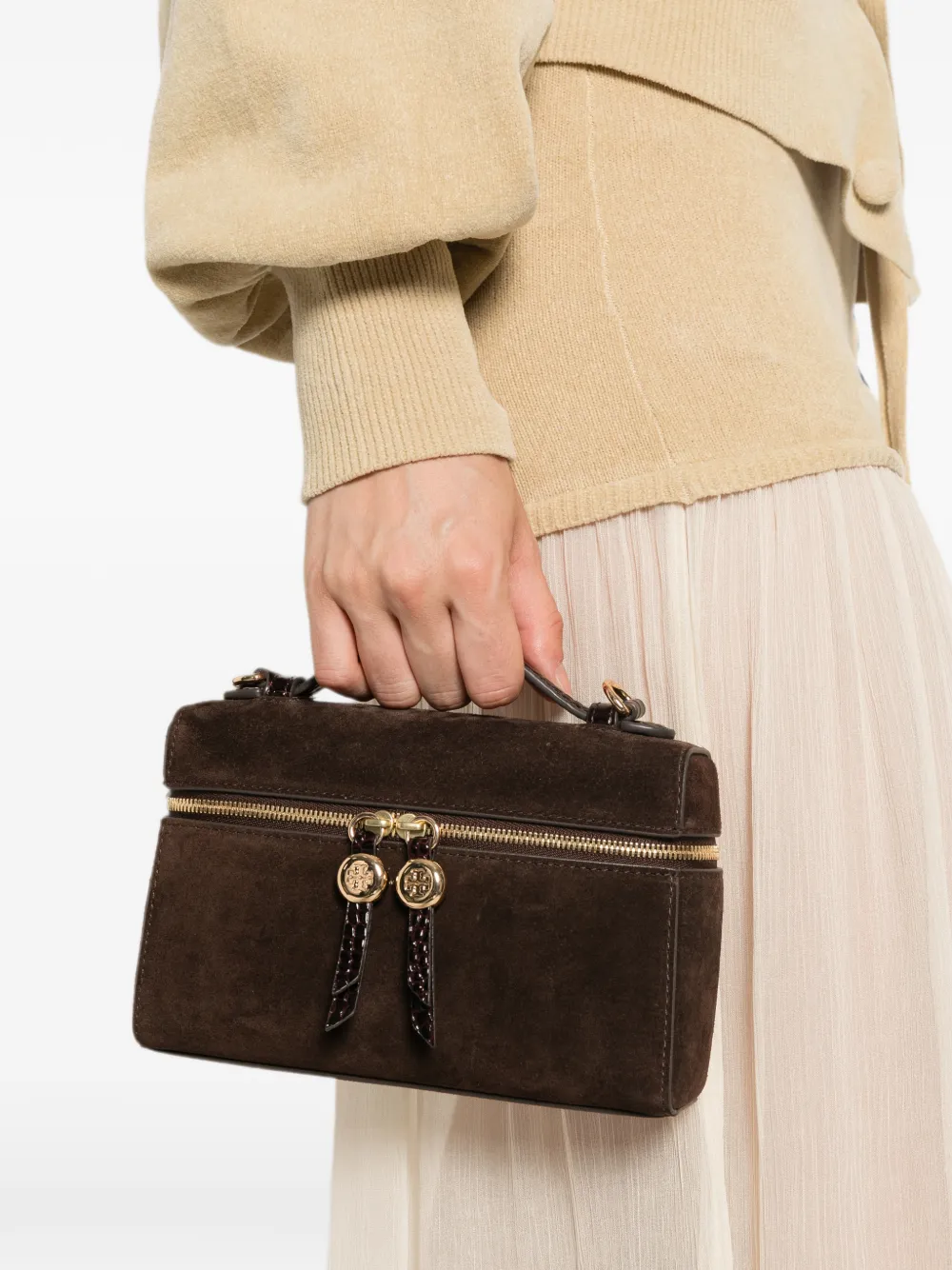 Tory Burch Romy suède handtas Bruin