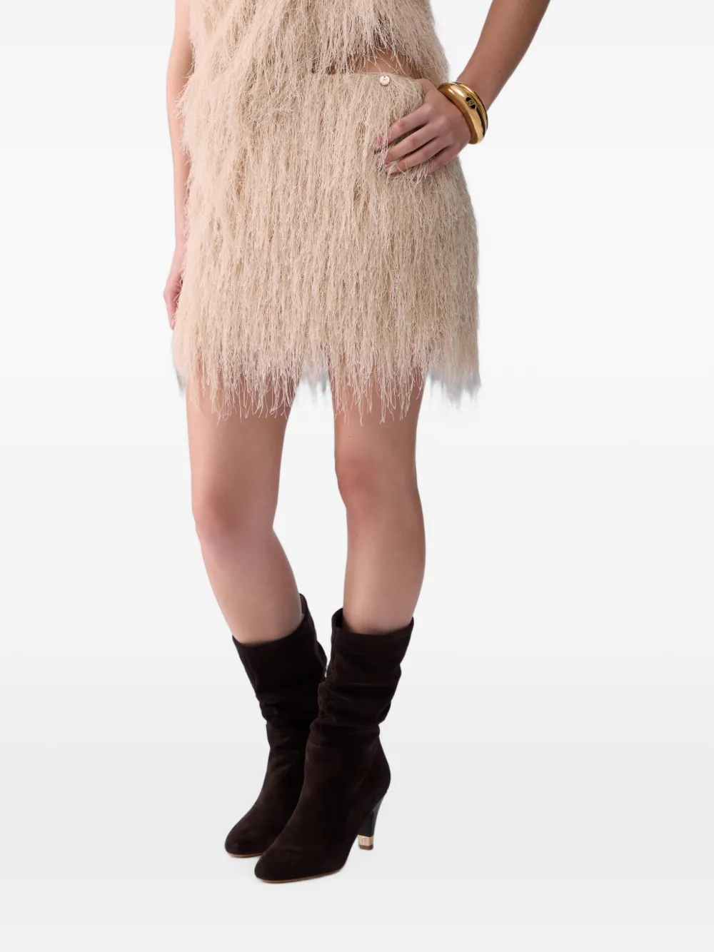 LIU JO Mini-rok met franje Beige
