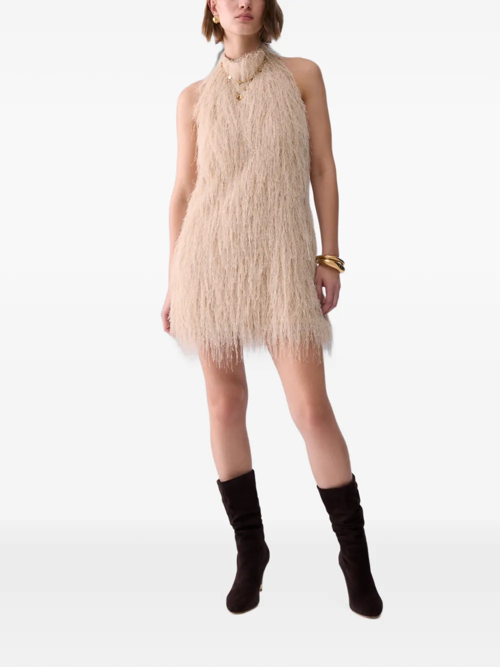 LIU JO Korte jurk met franje Beige
