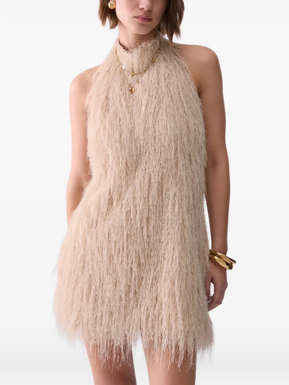 LIU JO Korte jurk met franje Beige