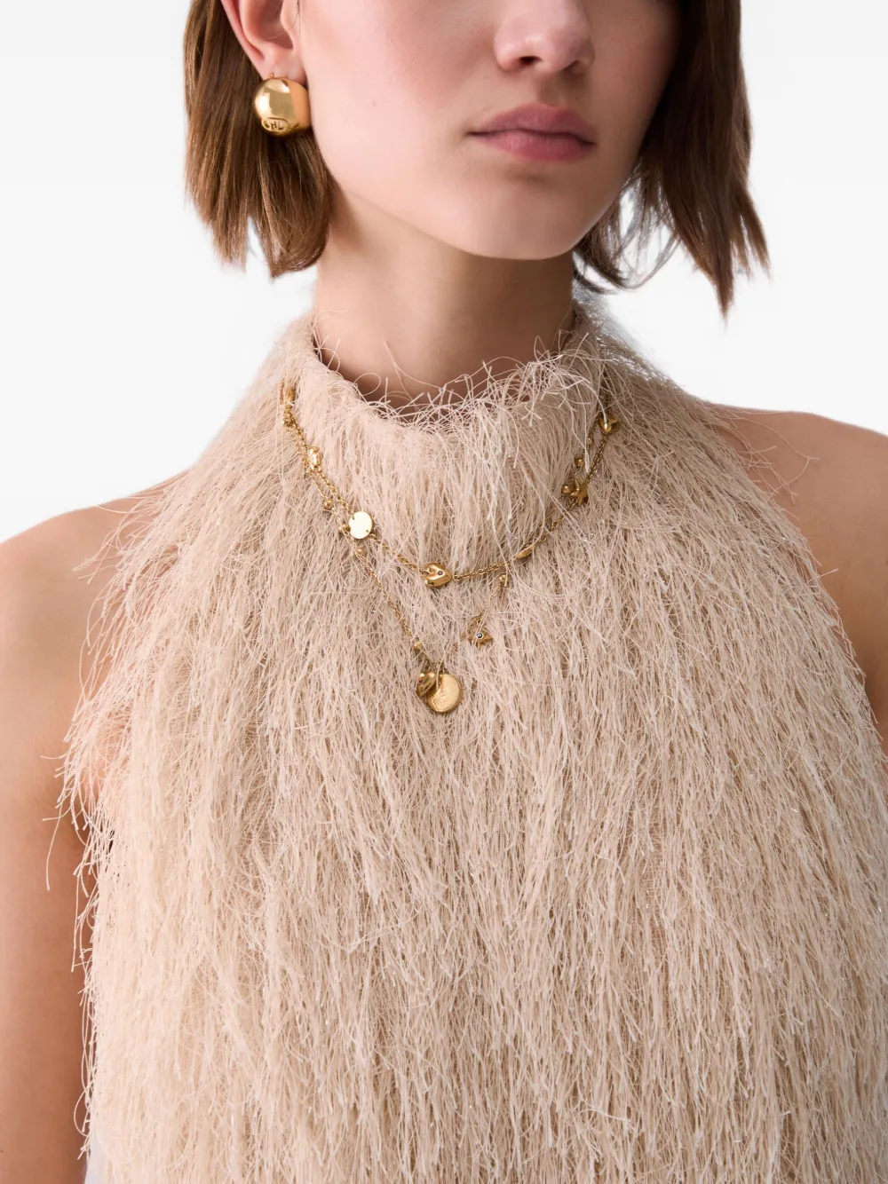 LIU JO Korte jurk met franje Beige