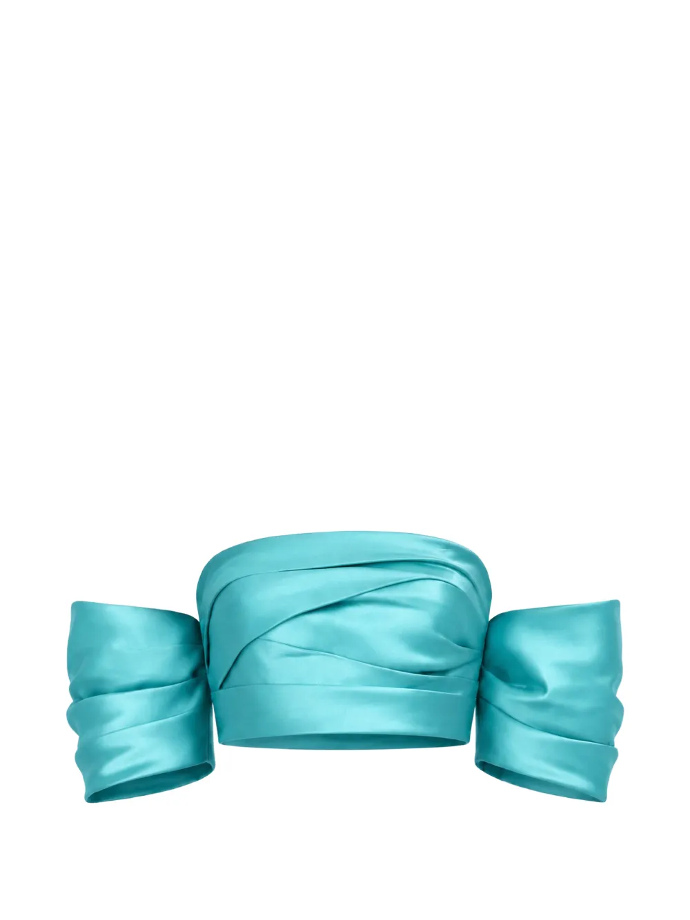 Gemy Maalouf Strapless Draped-sleeve Blouse In Blue