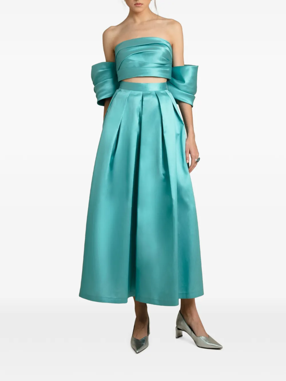 Gemy Maalouf Strapless blouse met gedrapeerde mouwen Blauw