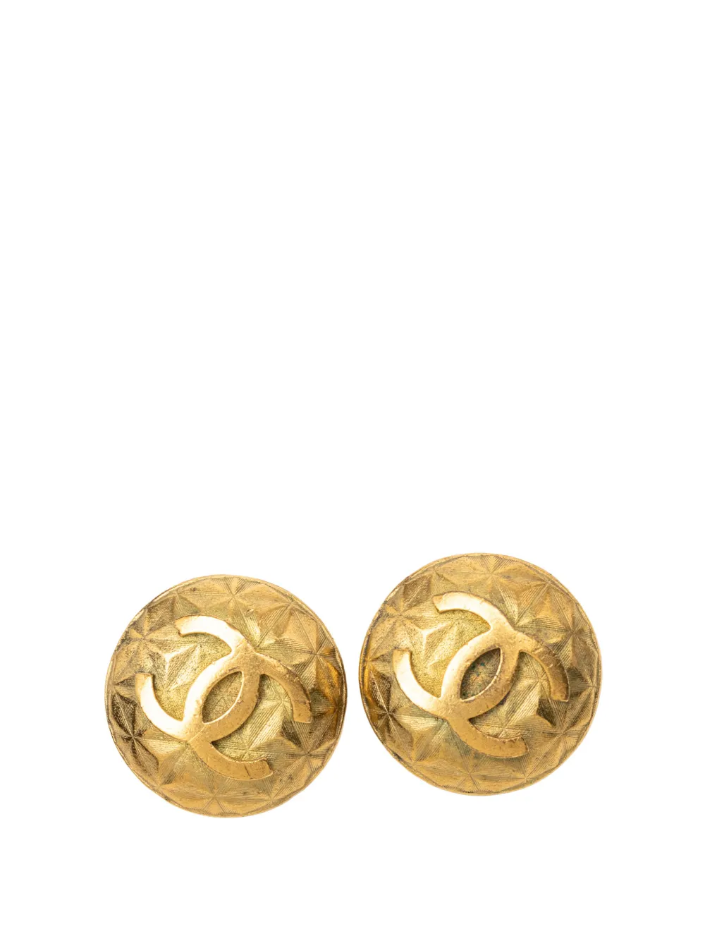 CHANEL Pre-Owned 1995 CC Gold Plated Round Clip On Earrings costume earrings