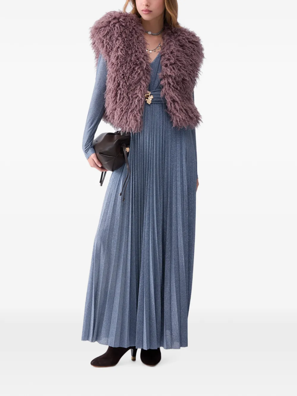 LIU JO Lurex maxi-jurk met plooien Blauw