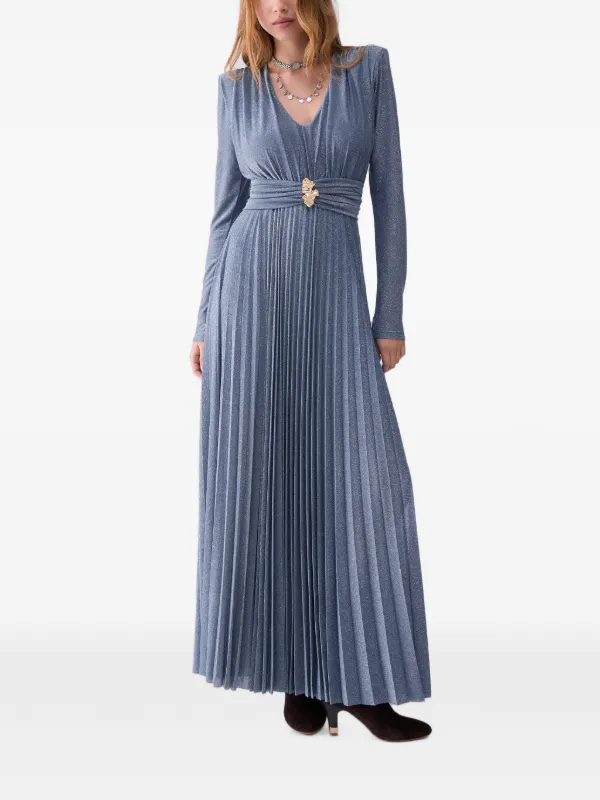 LIU JO Long Pleated Lurex Dress | Blue