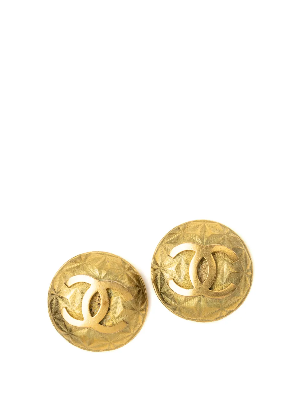 CHANEL Pre-Owned 1995 CC Gold Plated Round Clip On Earrings costume earrings