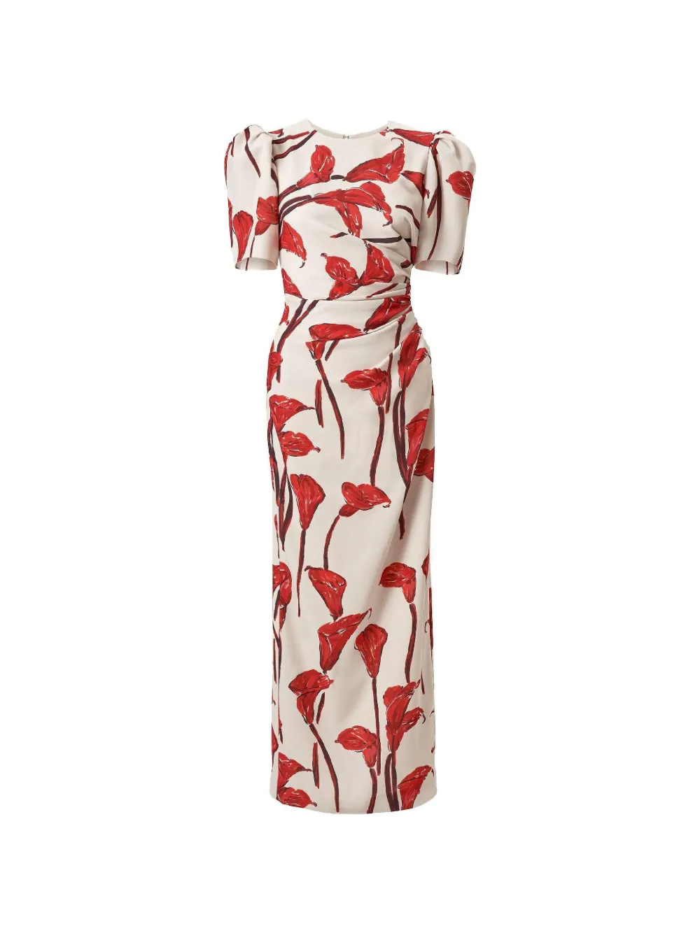 Carolina Herrera Floral-print Puff-sleeve Maxi Dress In 뉴트럴