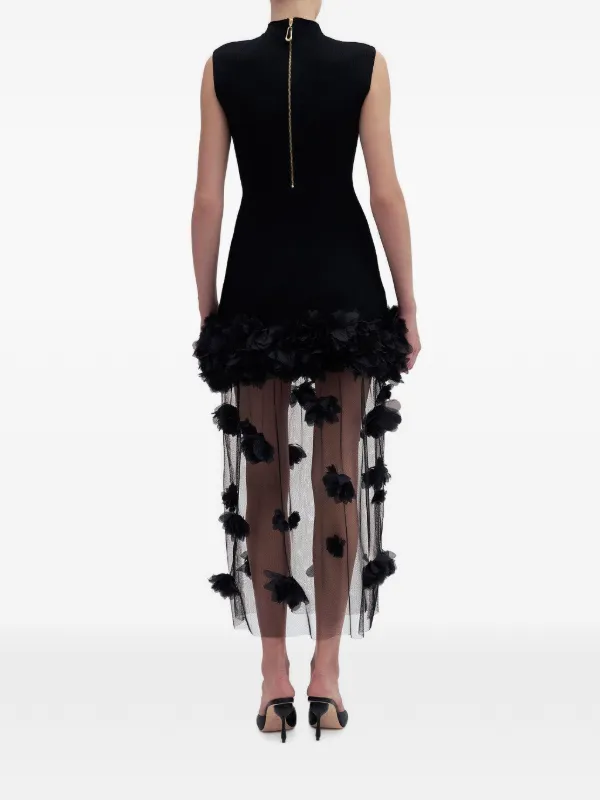 Aje Fleura floral-appliqué Midi Dress | Black