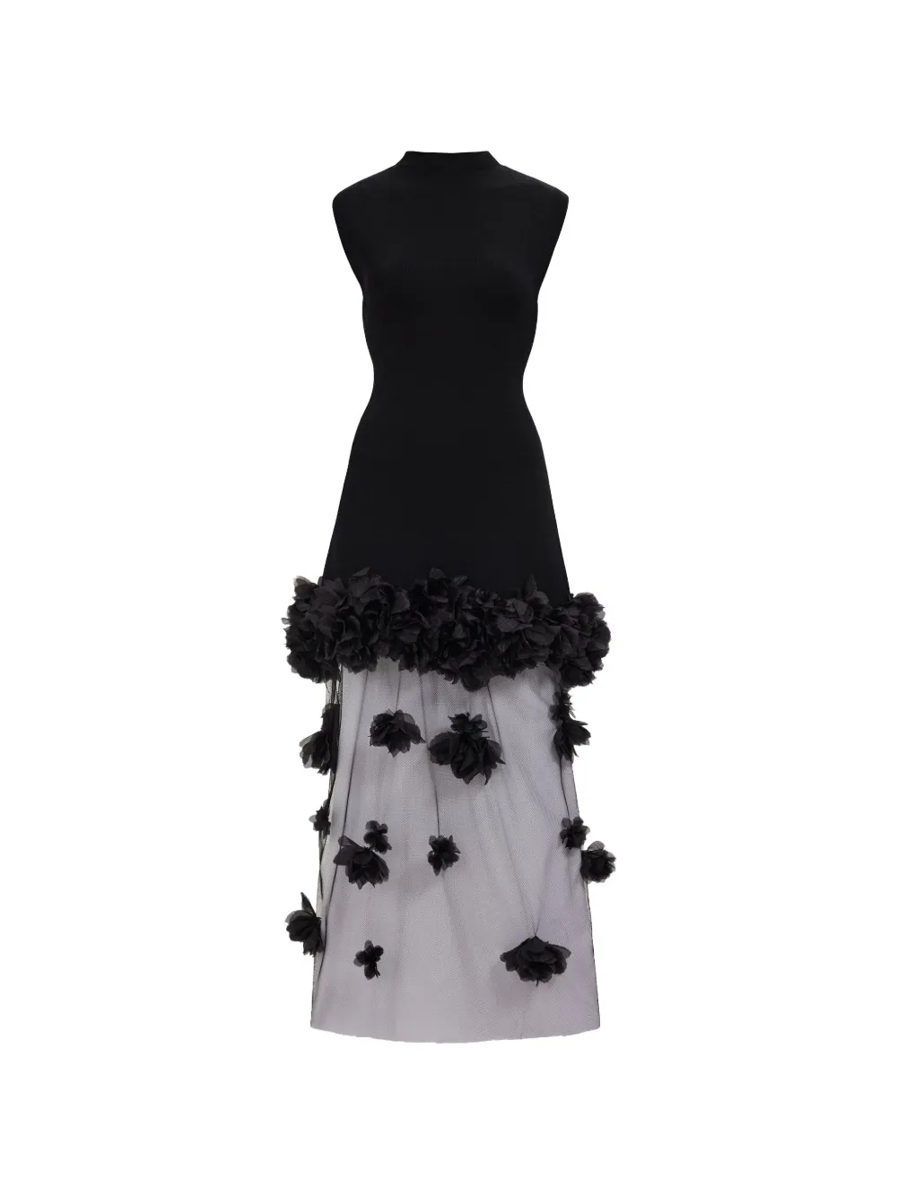 Aje Midikleid mit Blumenapplikation - Schwarz