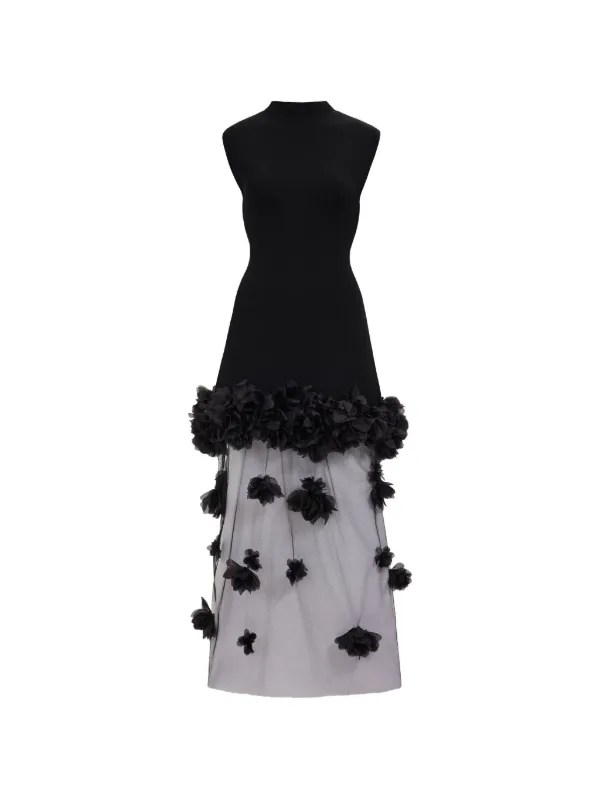 Aje Fleura floral-appliqué Midi Dress | Black