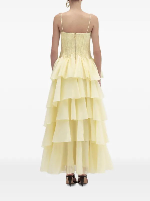 gold aje dress Sonnet Gown in Yellow Sequin midi dress