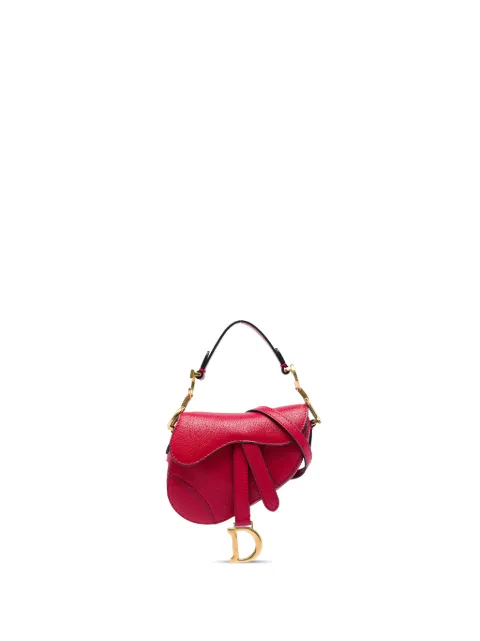 Christian Dior Pre-Owned bolsa satchel Saddle mini de piel de becerro granulada 2022