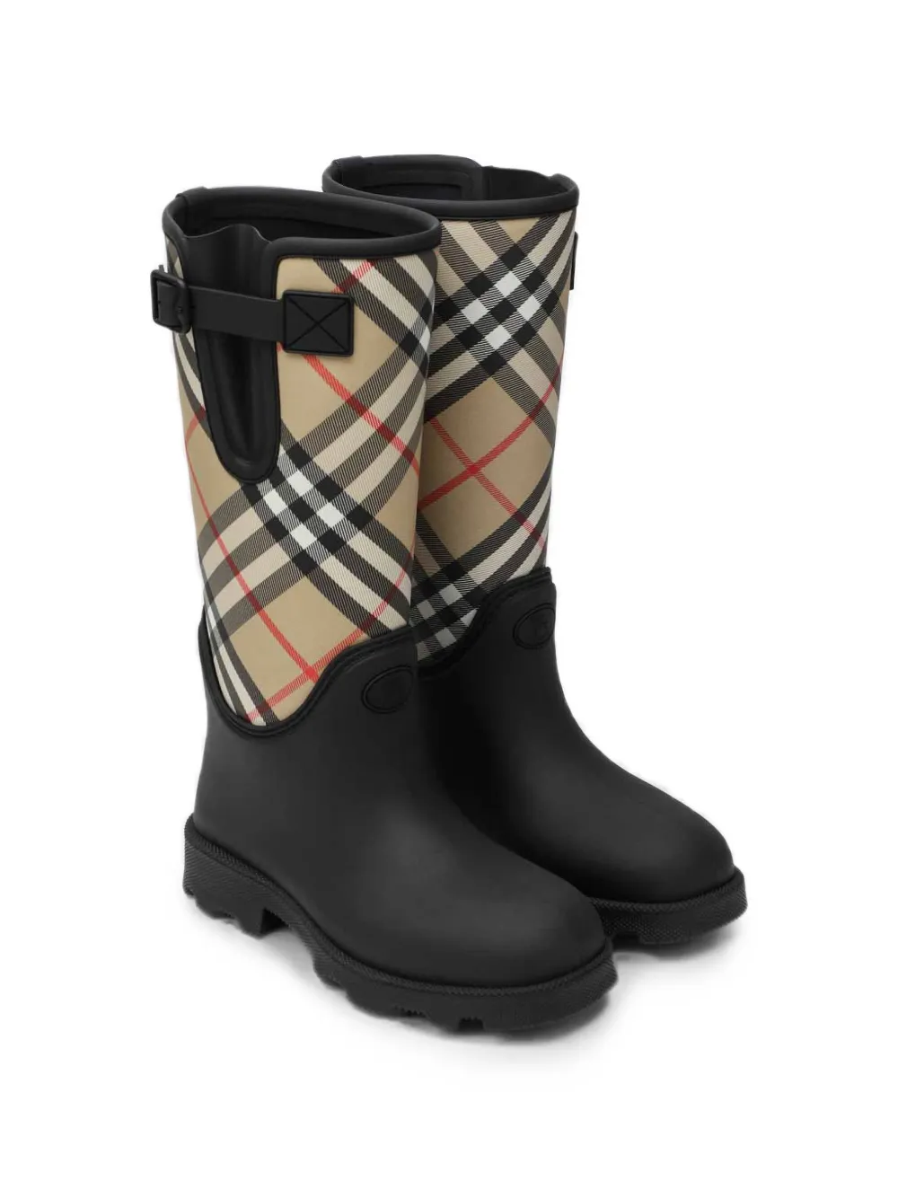 Burberry Marsh Stamp check-panel boots Zwart