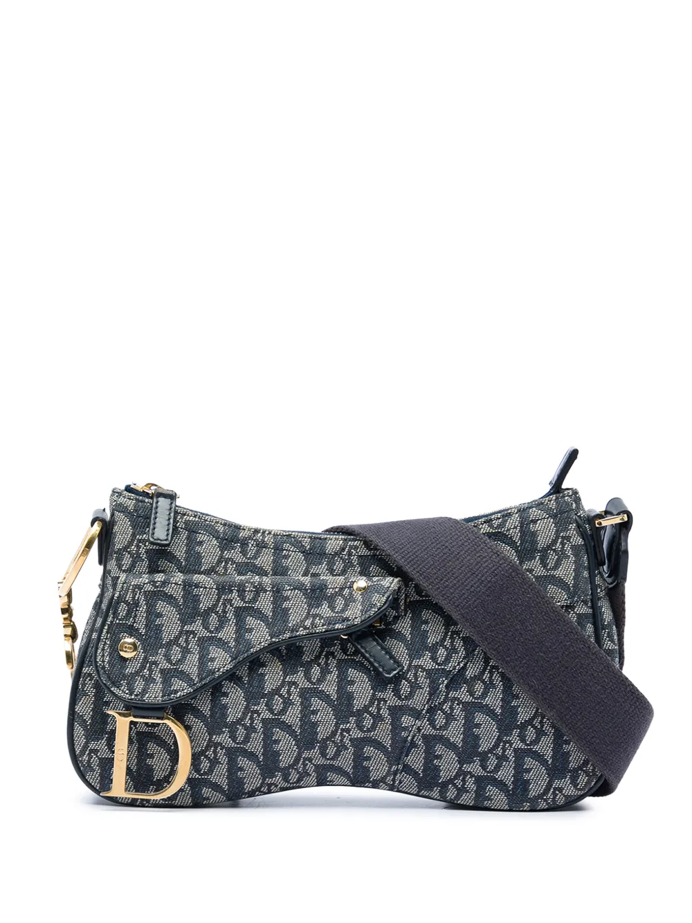 Christian Dior Pre-Owned 2004 Diorissimo Trotter Canvas Double Saddle crossbody bag - Blue