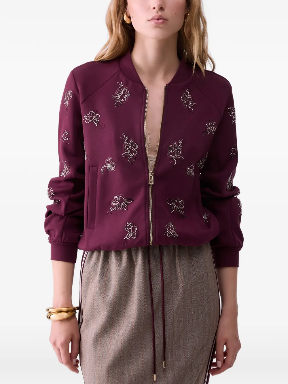 LIU JO Sweater met borduurwerk Paars