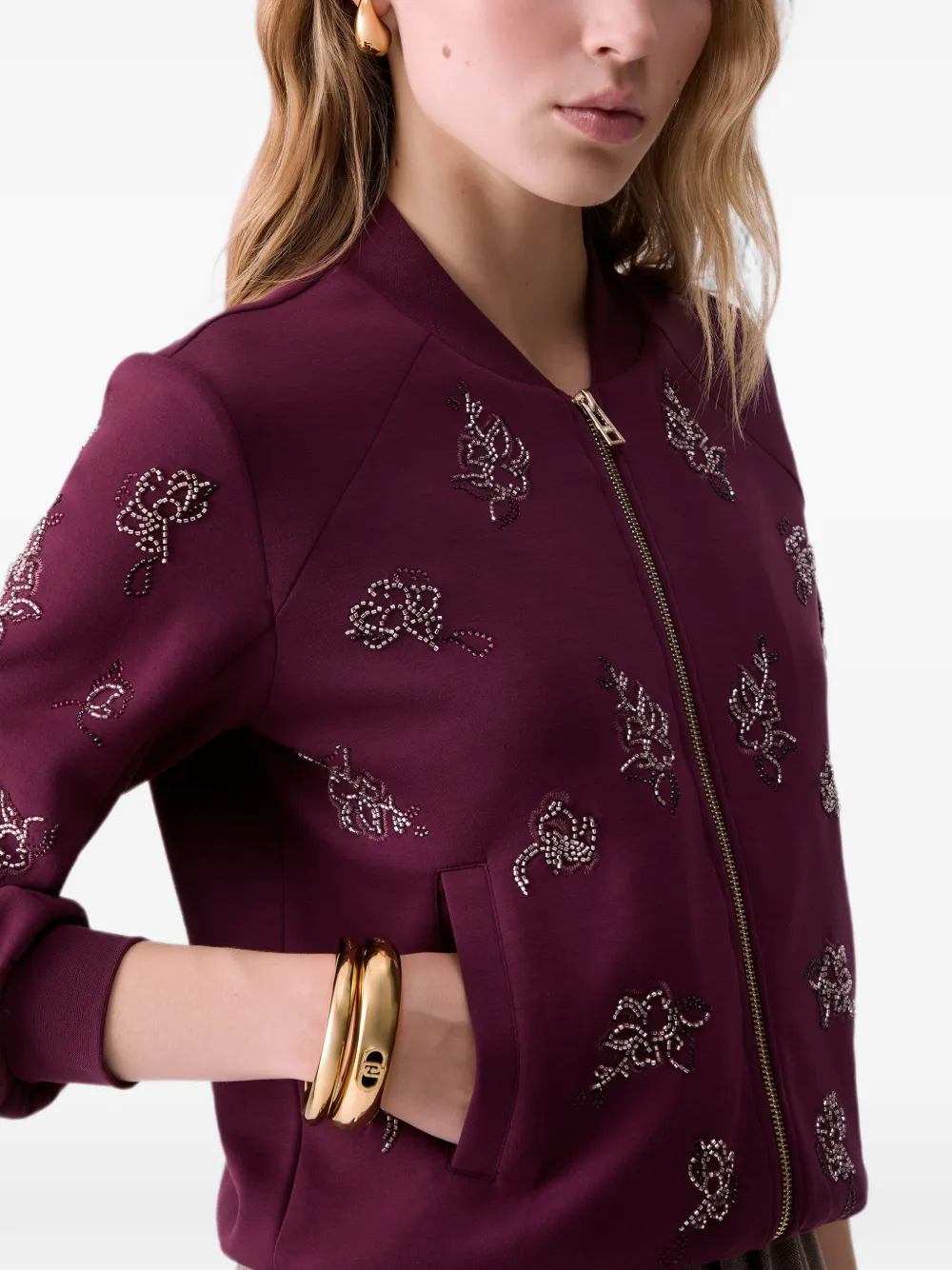 LIU JO Sweater met borduurwerk Paars