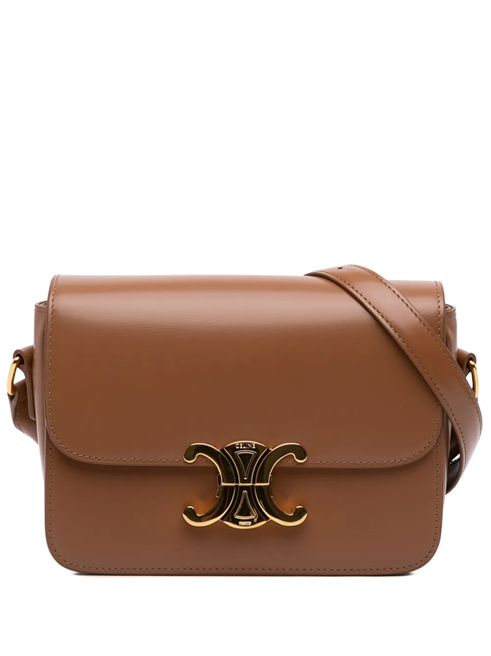 Celine Pre-Owned 2024 Teen Shiny Calfskin Triomphe crossbody bag - Brown