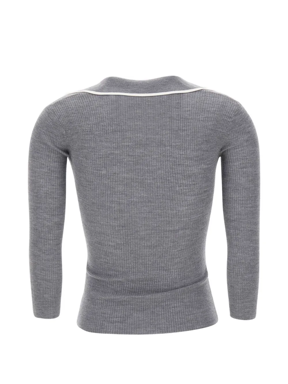 Elisabetta Franchi Ribgebreid poloshirt met geborduurd logo Grijs