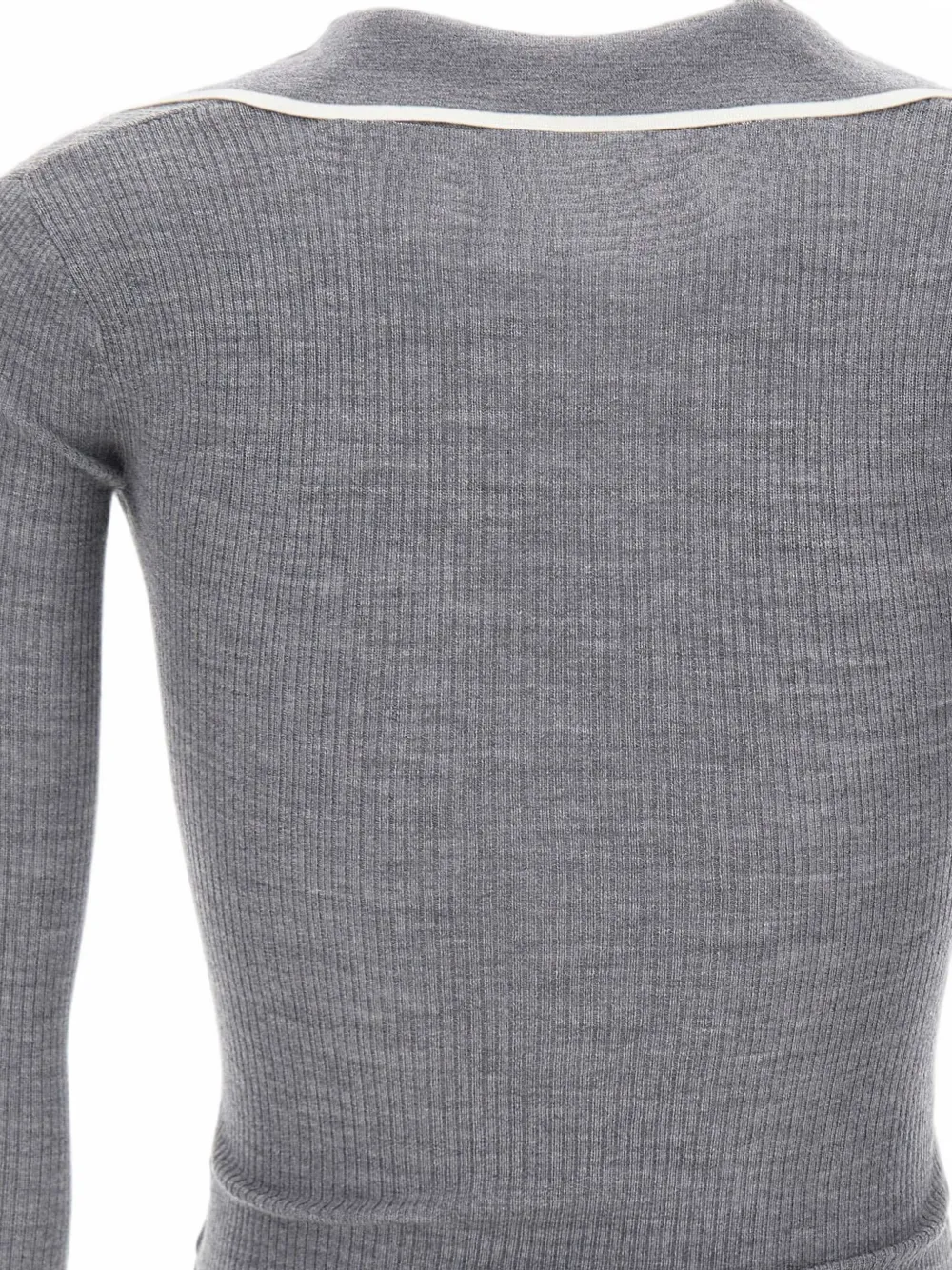 Elisabetta Franchi Ribgebreid poloshirt met geborduurd logo Grijs