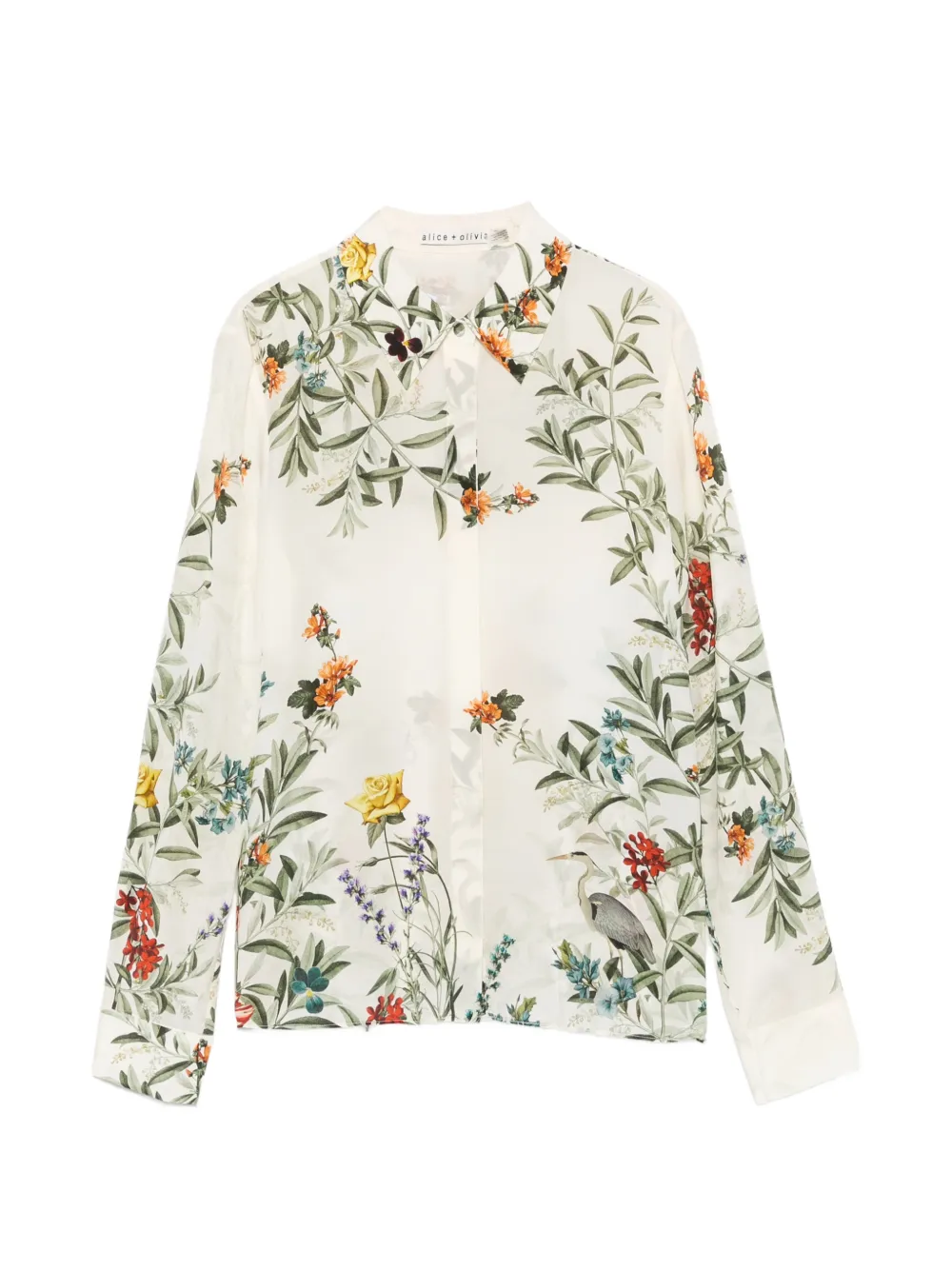 alice + olivia floral-print silk-blend shirt - Nude