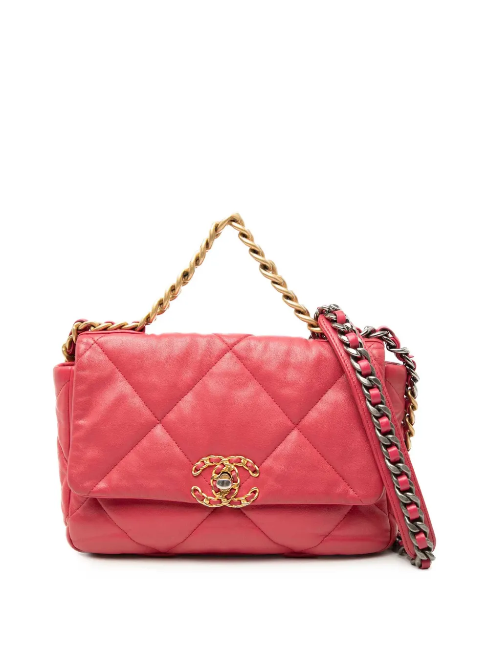 CHANEL Pre-Owned 2019 Medium Lambskin 19 Flap satchel - Pink