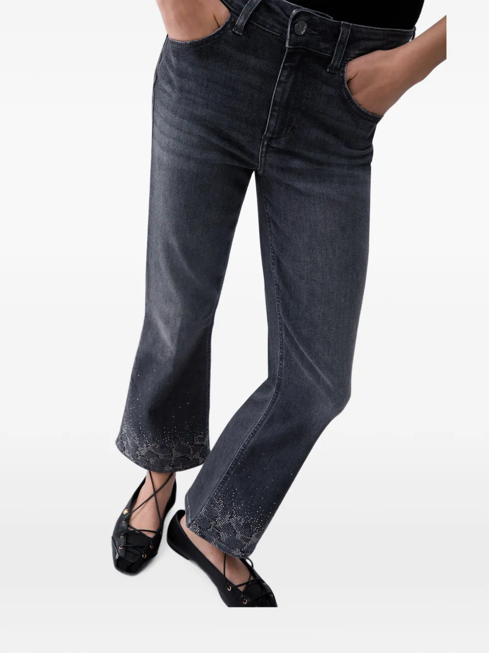 LIU JO Bootcut jeans met stras Grijs