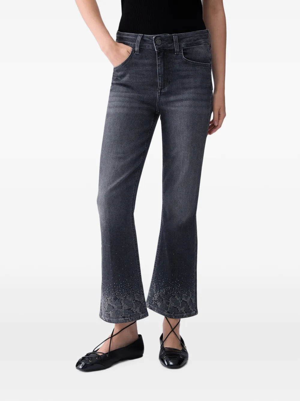 LIU JO Bootcut jeans met stras Grijs
