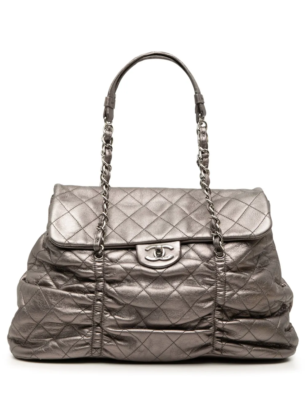 CHANEL Pre-Owned 2006-2008 Quilted Metallic Lambskin Sharpei Flap handbag - Grey