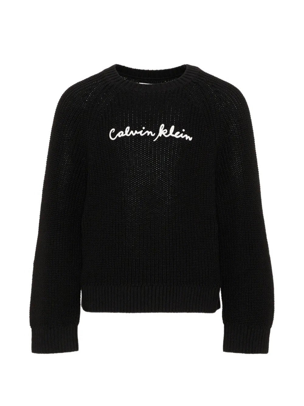 Calvin Klein Kids logo-embroidered waffle-knit sweater - Nero