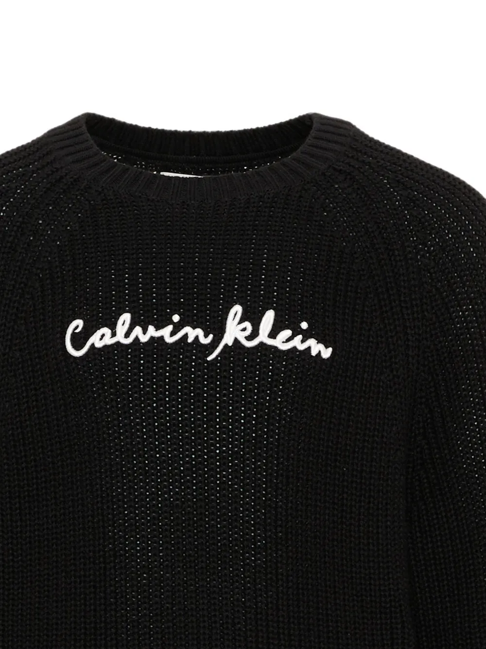Calvin Klein Kids Wafelgebreide trui met geborduurd logo Zwart