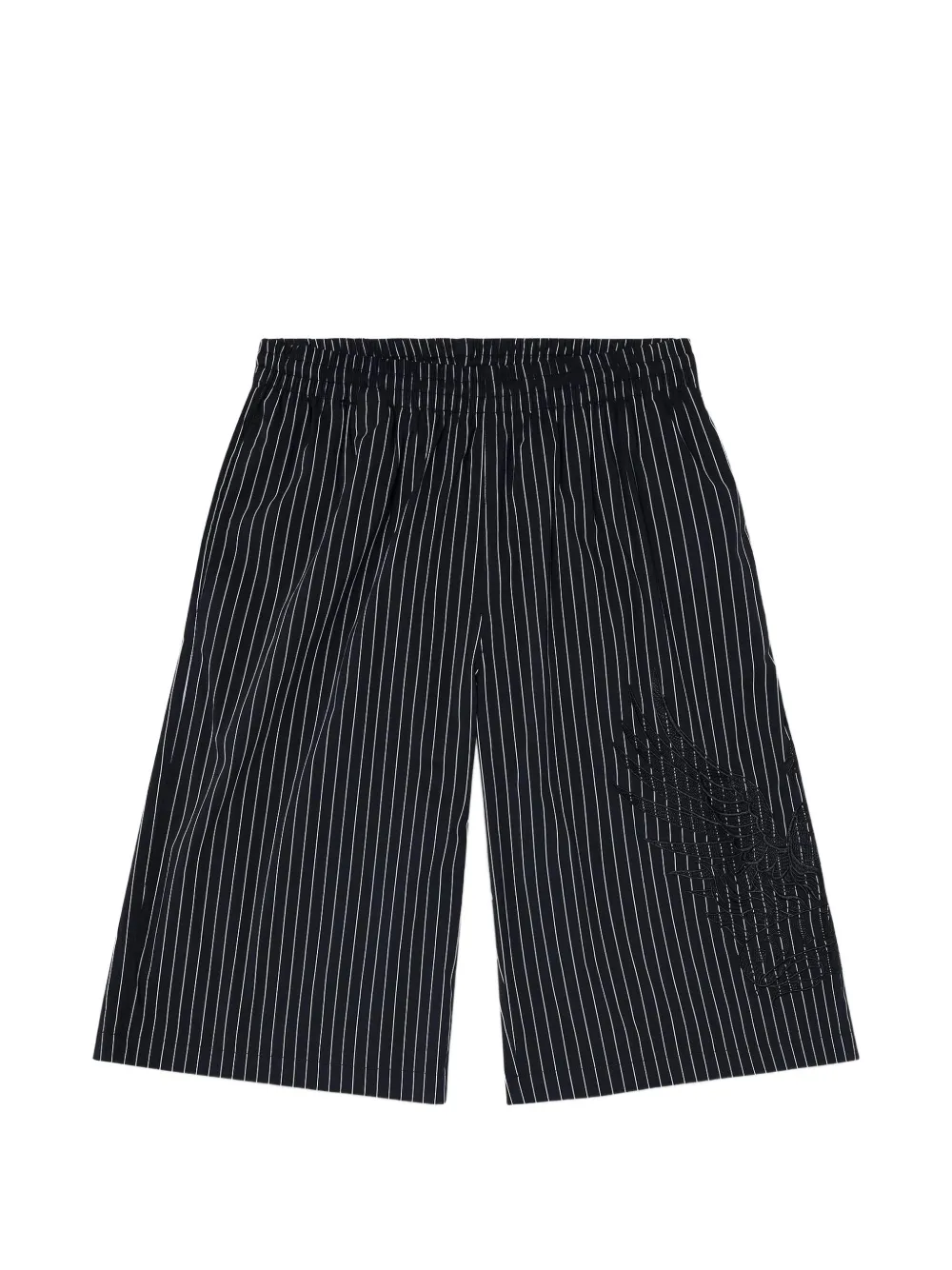 Diesel pinstripe-pattern embroidered shorts - Black