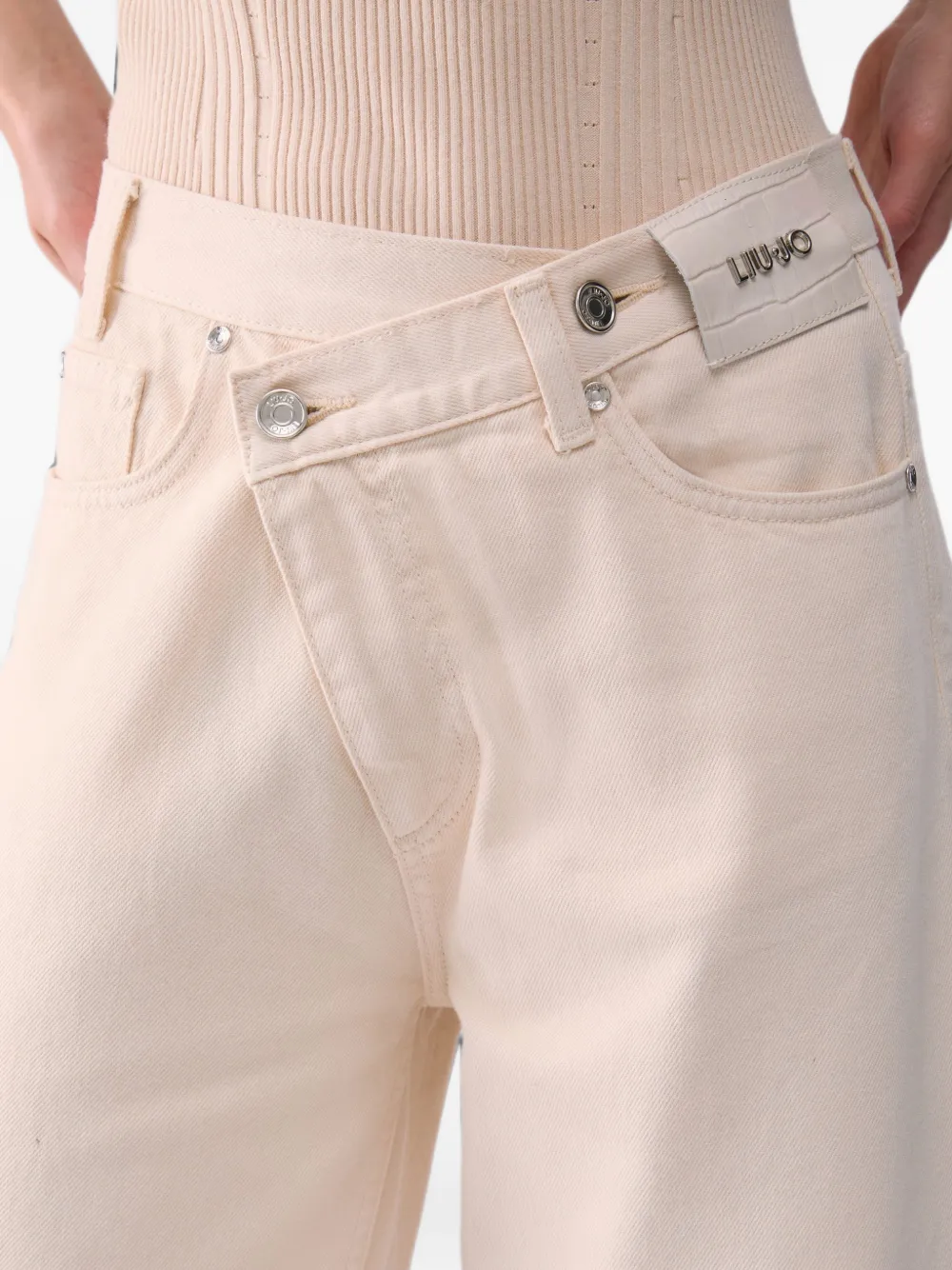 LIU JO Straight broek met asymmetrische tailleband Beige