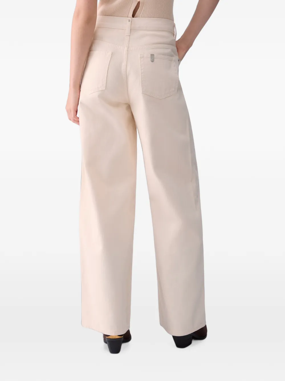 LIU JO Straight broek met asymmetrische tailleband Beige