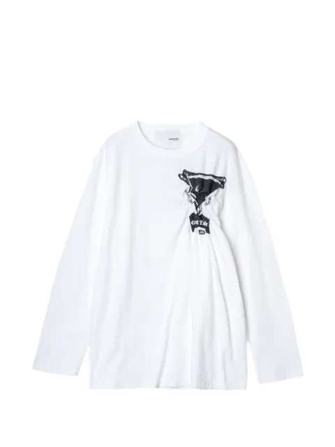 Yoshiokubo Ghost Track smocking-embroidered T-shirt