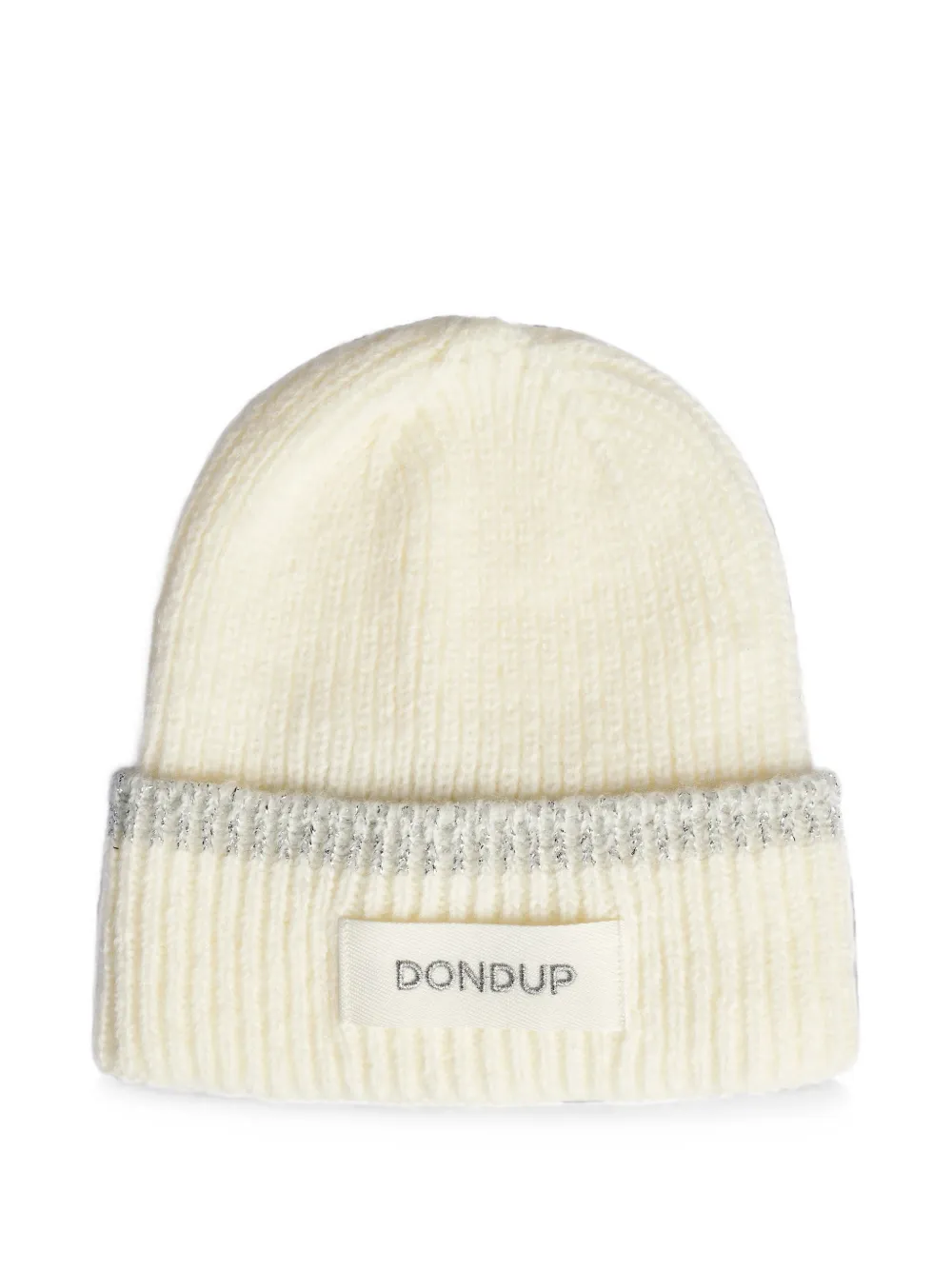 DONDUP logo-patch ribbed-knit beanie hat - Toni neutri