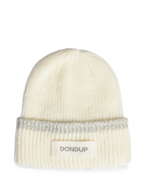 DONDUP logo-patch ribbed-knit beanie hat