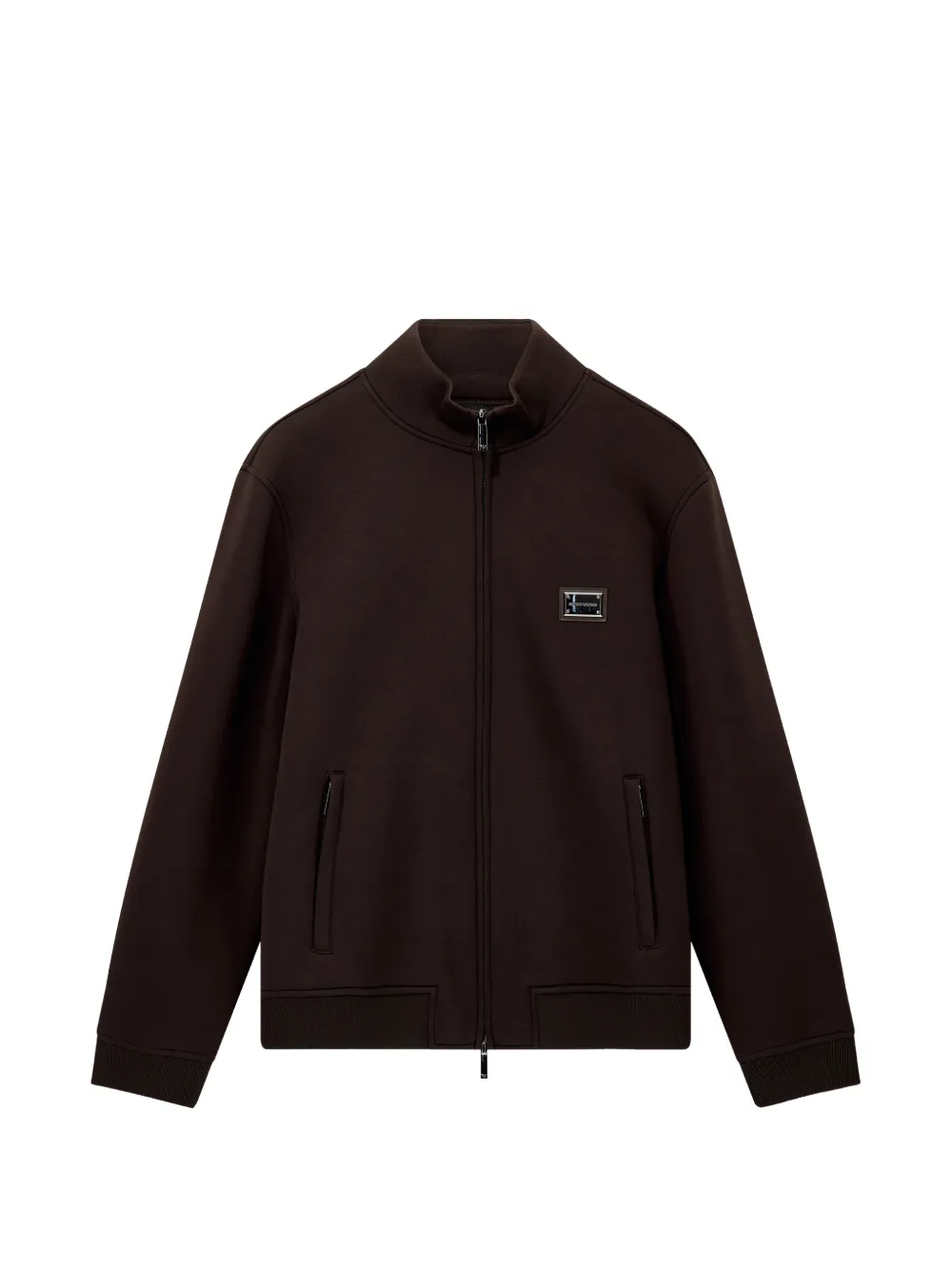 Emporio Armani Felpa con applicazione logo e zip - Marrone