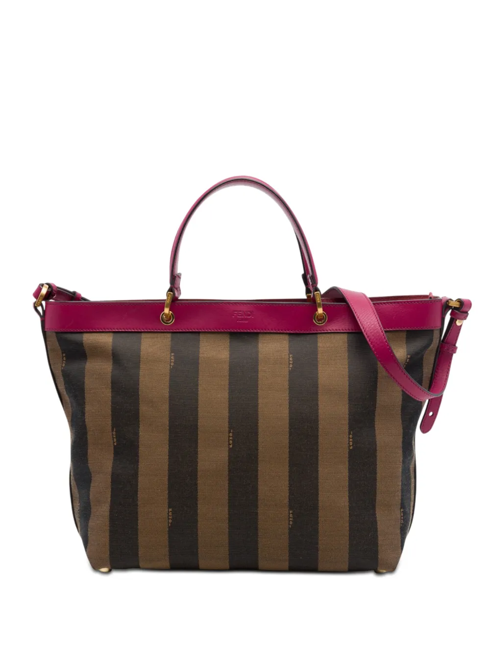 Fendi Pre-Owned 2010-2026 Large Pequin Canvas satchel - Brown