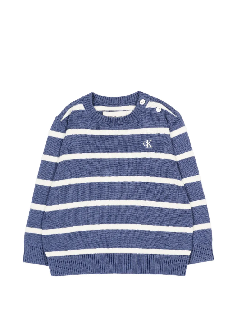 Calvin Klein Kids striped button-fastening sweater - Blu