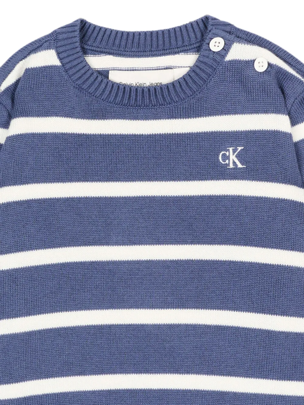 Calvin Klein Kids Gestreepte trui met knoopsluiting Blauw