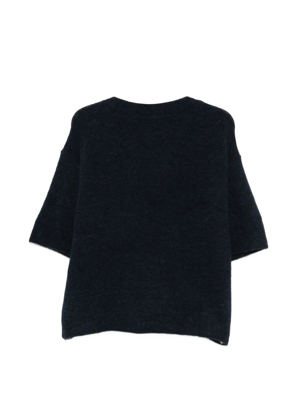 Closed short-sleeve crew-neck sweater Blauw