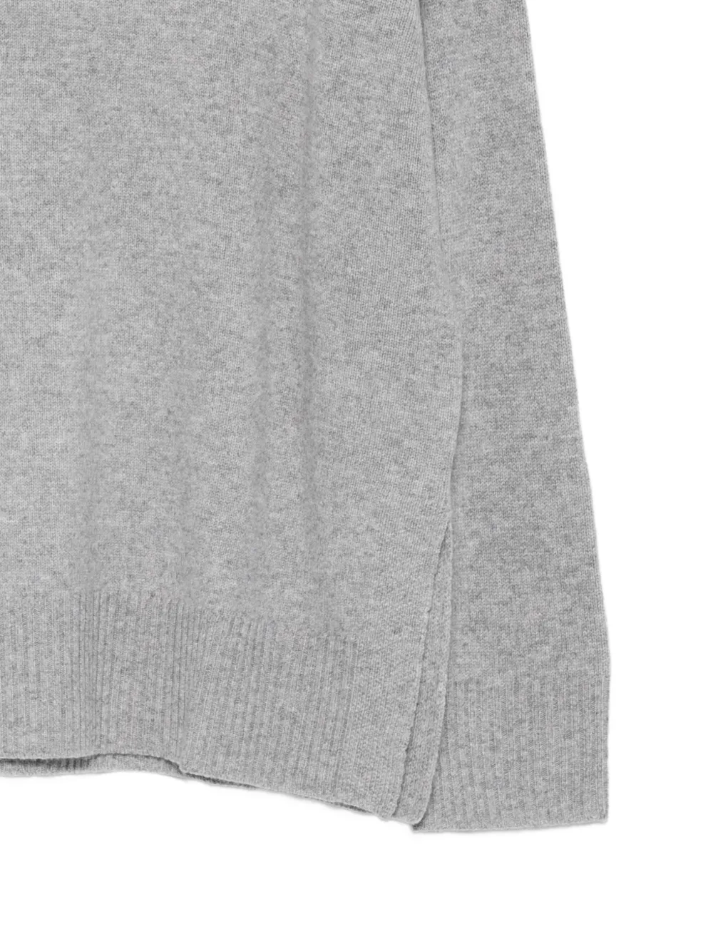 Closed side-slit crew-neck sweater Grijs