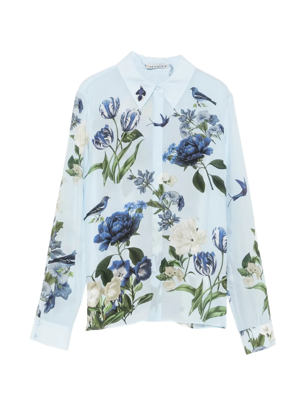 alice + olivia floral-print long-sleeve shirt
