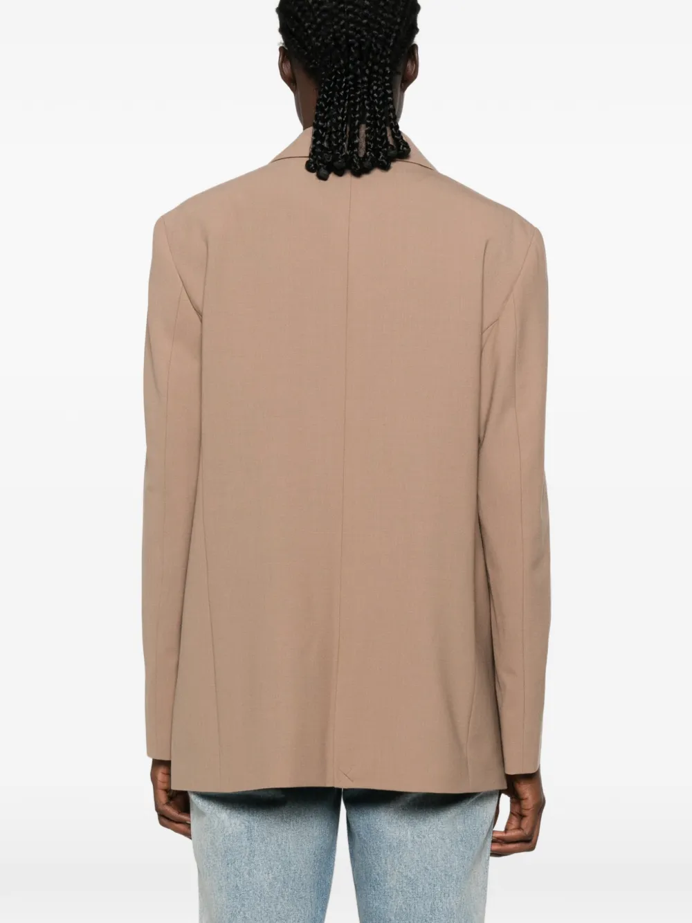 Closed Blazer met enkele rij knopen en gekerfde revers Beige