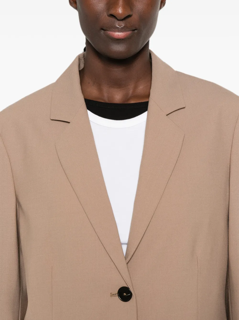 Closed Blazer met enkele rij knopen en gekerfde revers Beige