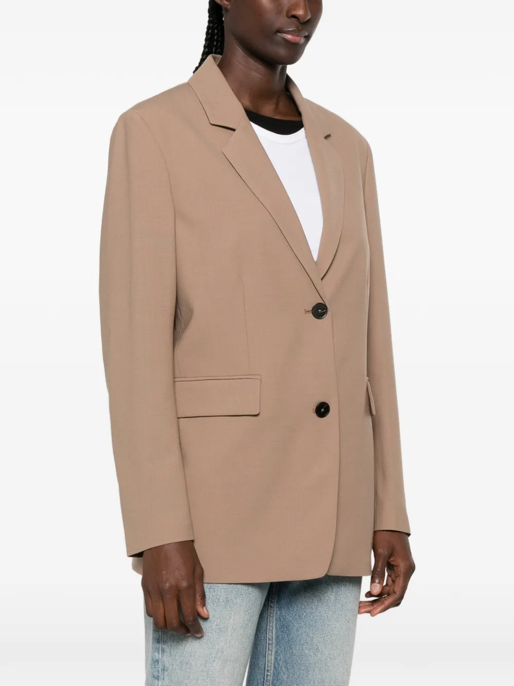 Closed Blazer met enkele rij knopen en gekerfde revers Beige
