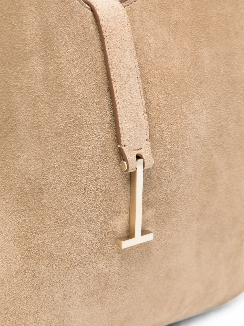 TOM FORD Suède schoudertas met T-gesp Beige